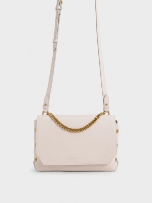 Charles & Keith Chain Handle Shoulder Bag Rosa | OGXU67205