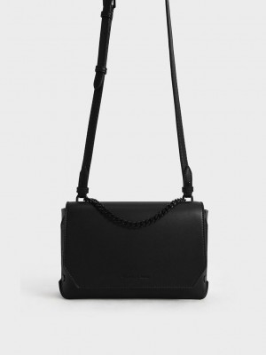 Charles & Keith Chain Handle Shoulder Bag Schwarz | BENQ83254