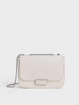 Charles & Keith Chain Riemen Shoulder Bag Hellgrau | YHXM51604