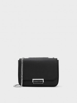 Charles & Keith Chain Riemen Shoulder Bag Schwarz | HNRB49725