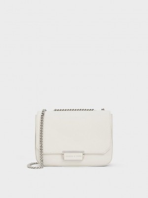 Charles & Keith Chain Riemen Shoulder Bag Weiß | STRG07843