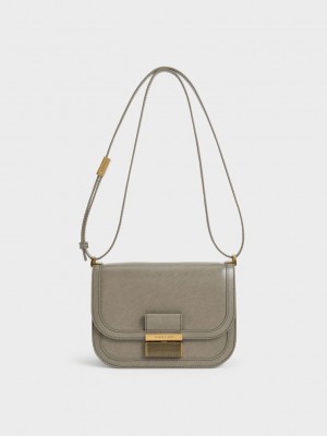 Charles & Keith Charlot Bag Grau Braun | XKQP72064