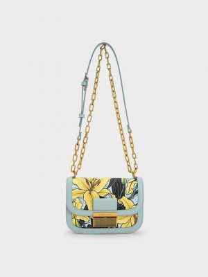 Charles & Keith Charlot Botanical Print Bag Blau | RYVQ60245