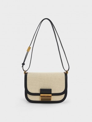 Charles & Keith Charlot Canvas Crossbody Bag Schwarz | RBJV82165