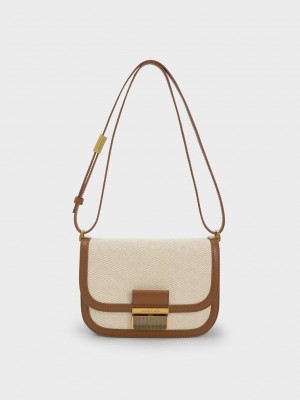 Charles & Keith Charlot Canvas Crossbody Bag Schokolade | ORAQ51093