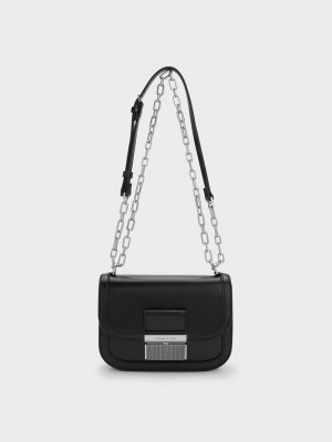 Charles & Keith Charlot Chain Riemen Bag Schwarz | RHMY59742
