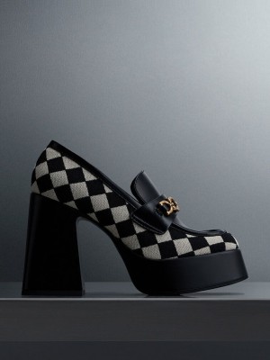 Charles & Keith Checkered Metallic Accent Plattform Loafers Mehrfarbig | LRKZ56341