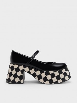 Charles & Keith Checkered Plattform Mary Janes Mehrfarbig | CVIK10756