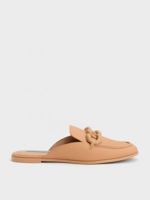 Charles & Keith Chunky Chain Loafer Flats Braun | YWQE51043