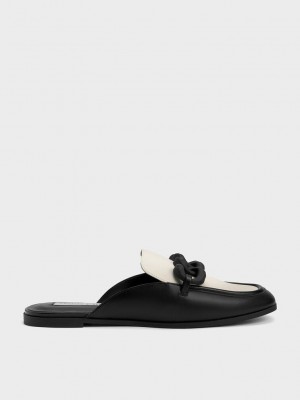 Charles & Keith Chunky Chain Two-Tone Loafer Flats Schwarz | TGBX67032