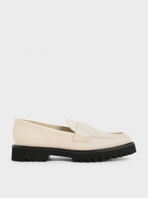 Charles & Keith Chunky Penny Loafers Rosa | YCPK97086