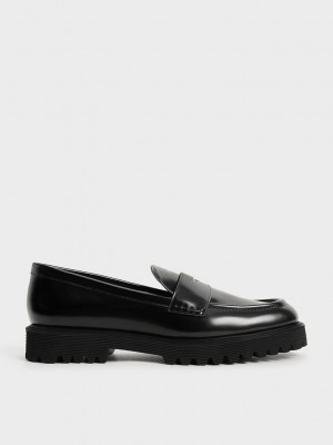 Charles & Keith Chunky Penny Loafers Schwarz | YQLJ78036