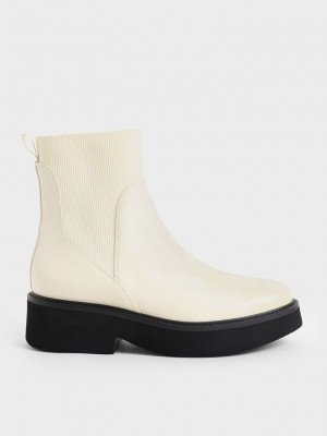 Charles & Keith Chunky Plattform Chelsea Boots Rosa | KITP51928