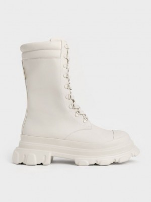 Charles & Keith Chunky Sole Gepolstert Combat Boots Rosa | XOGH07125