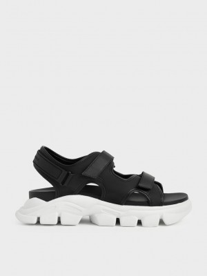 Charles & Keith Chunky Sports Sandals Schwarz | FZPB98476