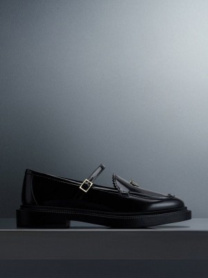 Charles & Keith Circle Charm Mary Janes Schwarz | EQWV09218