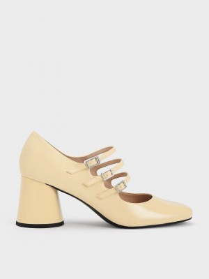 Charles & Keith Claudie Lack Buckled Mary Janes Gelb | IQFB42890