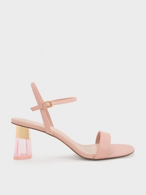 Charles & Keith Clear Trapeze Heel Sandals Rosa | ODBY47568