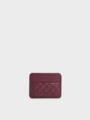 Charles & Keith Cleo Gesteppt Card Holder Bordeaux | OTJQ42831