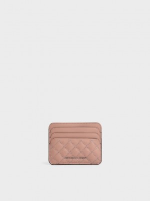 Charles & Keith Cleo Gesteppt Card Holder Rosa | LFBD09346