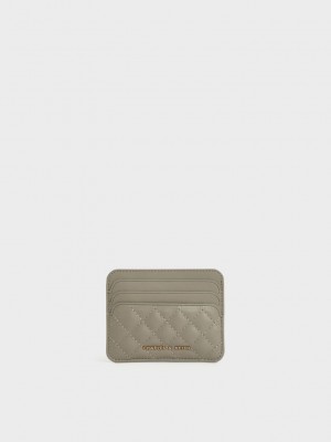 Charles & Keith Cleo Gesteppt Card Holder Grau Braun | DHIN54687