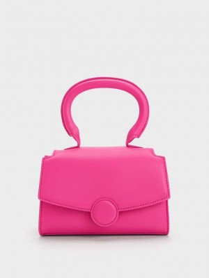Charles & Keith Clover Curved Handle Bag Fuchsie | XJBE84507