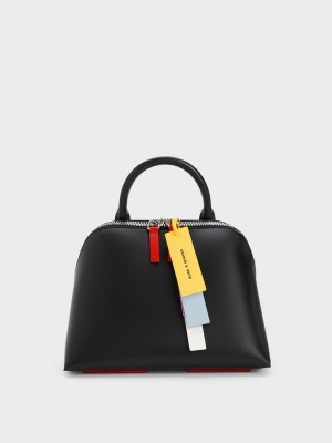 Charles & Keith Cockade Bowling Bag Schwarz | ANUW39056
