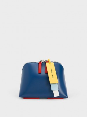 Charles & Keith Cockade Crossbody Bag Navy | NJHZ41597