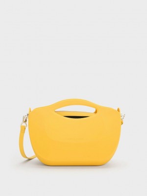 Charles & Keith Cocoon Curved Handle Bag Gelb | GIMB54128