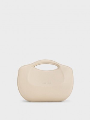 Charles & Keith Cocoon Curved Handle Bag Beige | DBXE95602