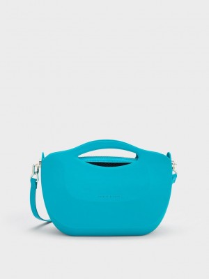 Charles & Keith Cocoon Curved Handle Bag Blau | CDSM86932