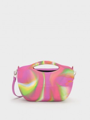 Charles & Keith Cocoon Curved Handle Printed Bag Mehrfarbig | VEPT04589