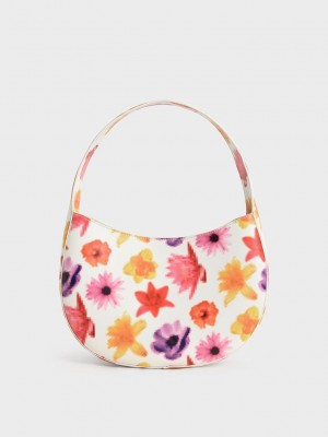 Charles & Keith Coda Floral-Print Top Handle Hobo Bag Mehrfarbig | PTHF52801