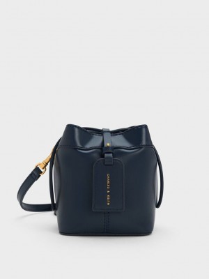 Charles & Keith Cordele Bucket Bag Navy | AROV86305