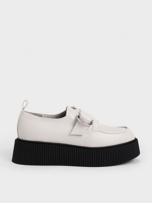 Charles & Keith Cordova Buckled Plattform Loafers Weiß | QRUV75193
