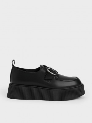 Charles & Keith Cordova Buckled Plattform Loafers Schwarz | ORIL45876