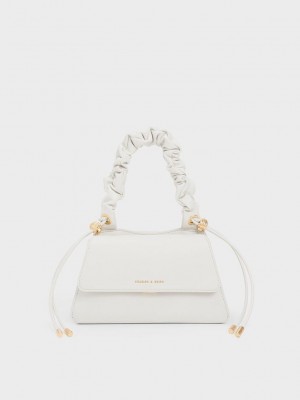 Charles & Keith Cosette Ruched-Handle Trapeze Bag Weiß | YUOA28319