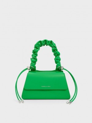 Charles & Keith Cosette Ruched-Handle Trapeze Bag Grün | DYBQ65038
