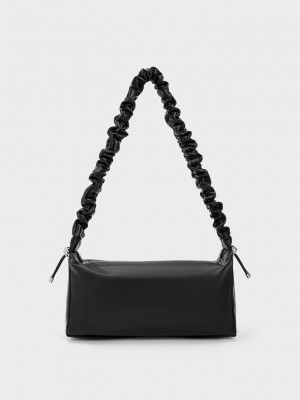 Charles & Keith Cosette Ruched Handle Bag Schwarz | OSLA16023