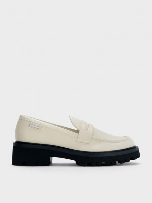 Charles & Keith Covered Ridge-Sole Loafers Rosa | KYJG51842
