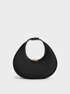 Charles & Keith Crescent Hobo Bag Schwarz | SKVD56021