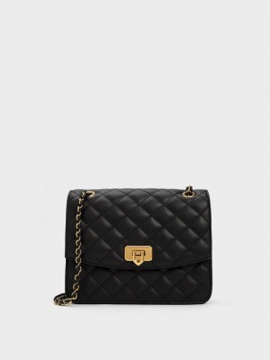 Charles & Keith Cressida Gesteppt Chain Riemen Bag Schwarz | JQEB58214
