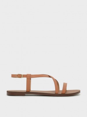 Charles & Keith Criss Cross Sandals Braun | GHQU07985