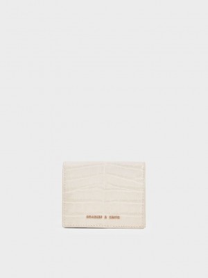 Charles & Keith Croc-Effect Small Wallet Weiß | SFKL63481