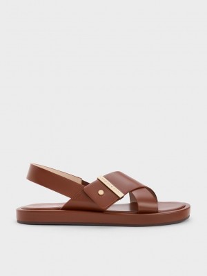 Charles & Keith Crossover Back Riemen Sandals Braun | LVIM46831