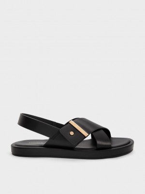 Charles & Keith Crossover Back Riemen Sandals Schwarz | ZFHV03274