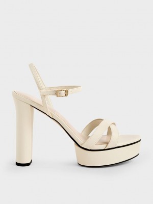 Charles & Keith Crossover Plattform Absatz Sandals Rosa | FACM48527