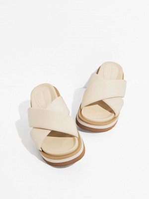 Charles & Keith Crossover Plattform Badelatschen Sandals Rosa | WDSX46319