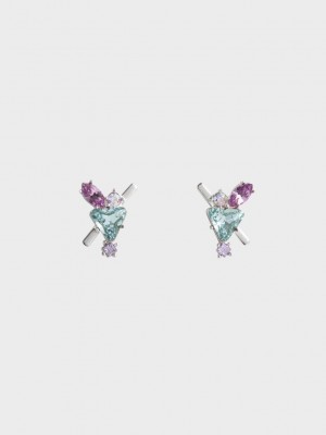 Charles & Keith Crystal-Embellished Earrings Silber | FYMS18432