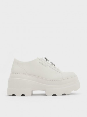 Charles & Keith Crystal Heart-Motif Spitze-Up Oxfords Rosa | JCDK95432